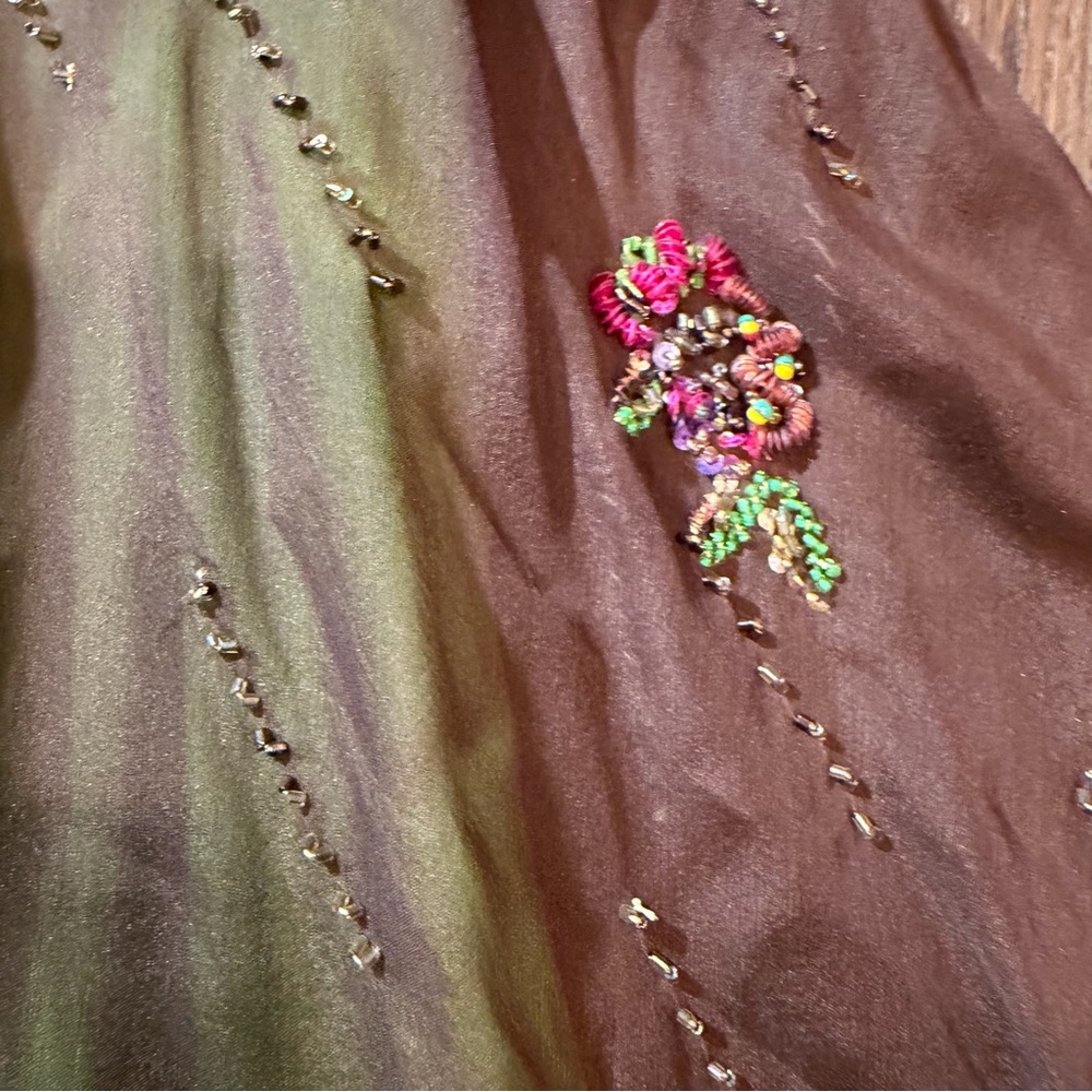 Vintage Y2K 100% Silk Beaded Dress Vintage Beaded Dress Fairy Prom Green Ombré - Picture 11 of 17